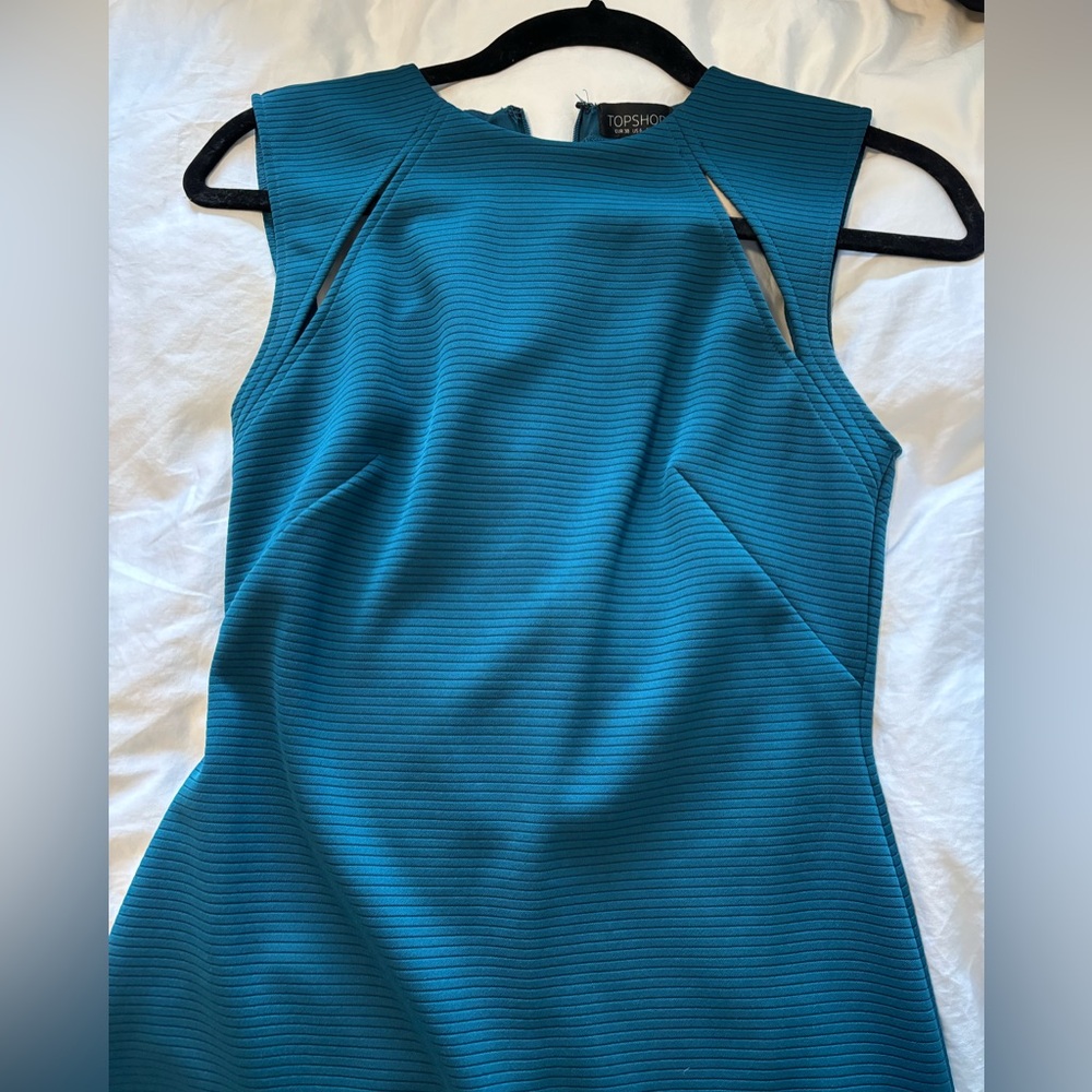 Topshop Teal Textured Dress